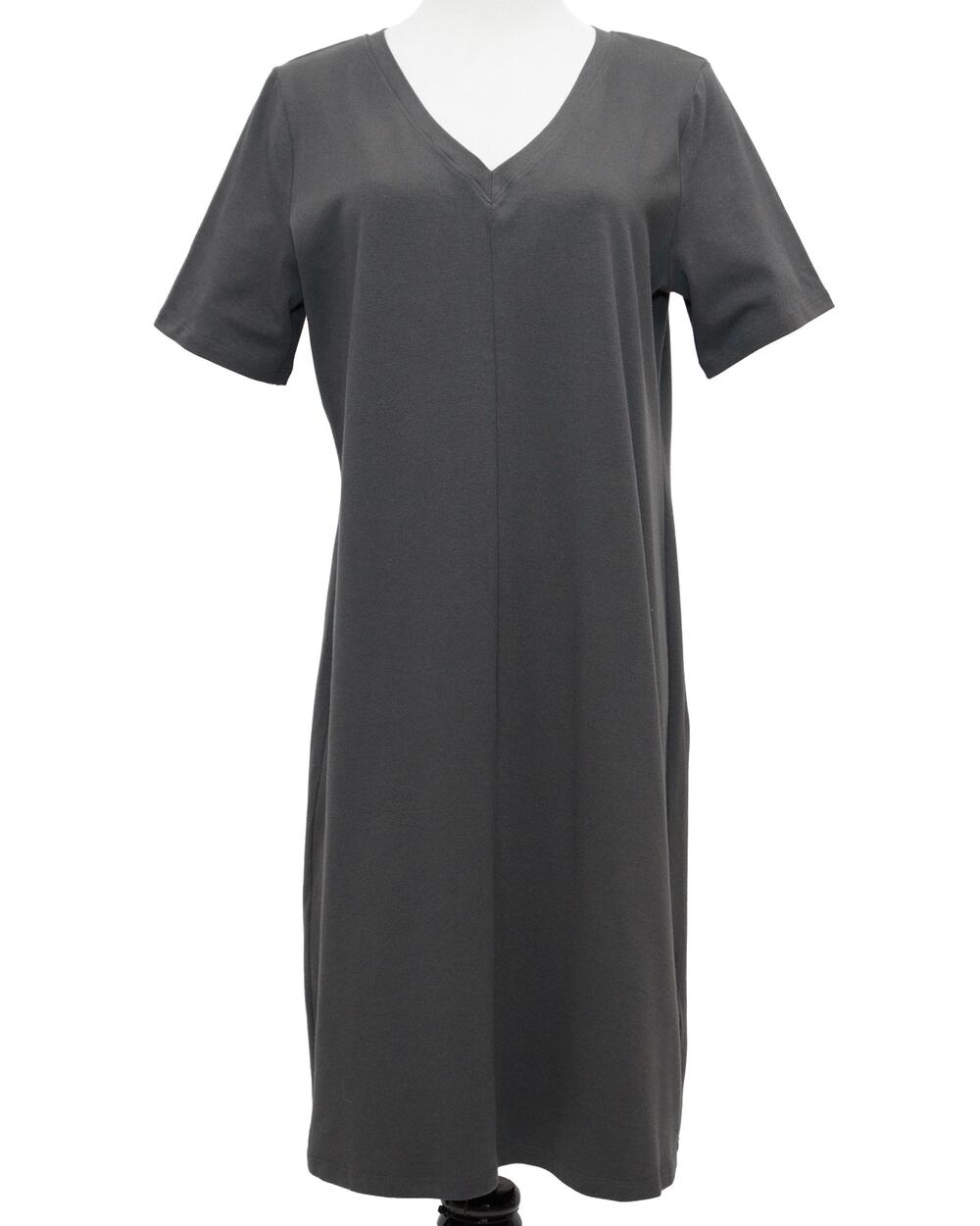 New Eileen Fisher Short Sleeve Cotton Stretch Jersey V-Neck Dress Size Medium